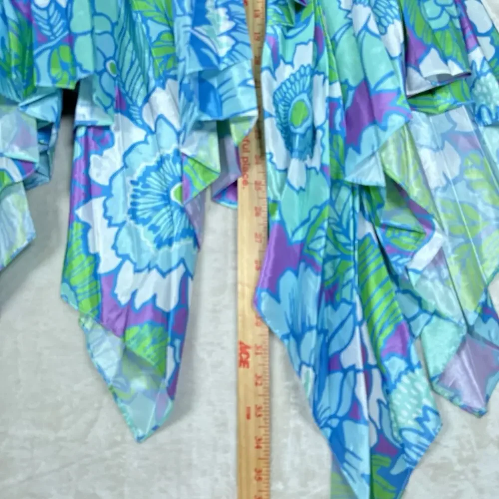 Richard Quinn Midi‎ Skirt Asymmetrical Floral Pleated Women's Size UK 8 US 4